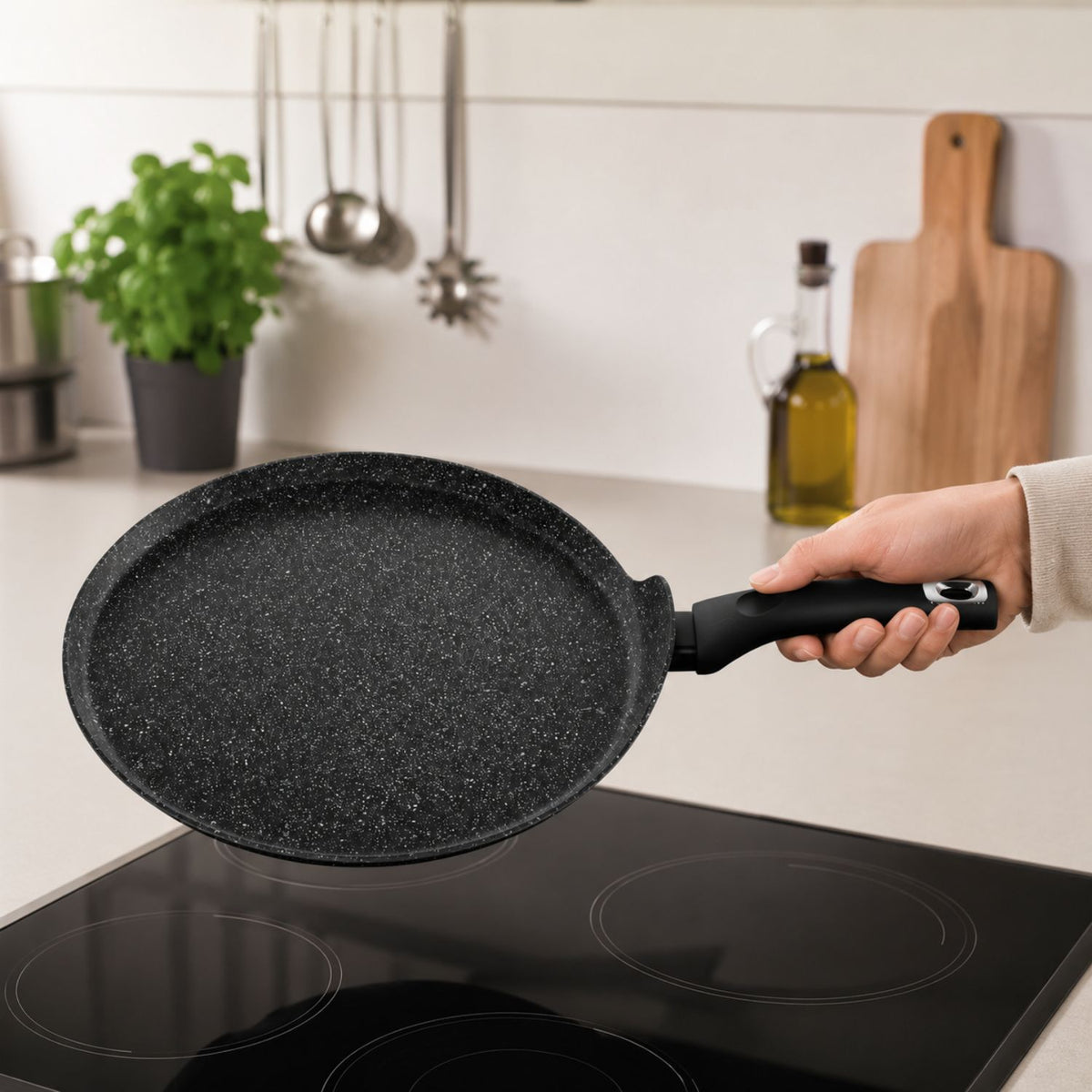 Crepiera antiaderente 32 cm extra large in alluminio forgiato effetto pietra - Pietra Lavica GMD