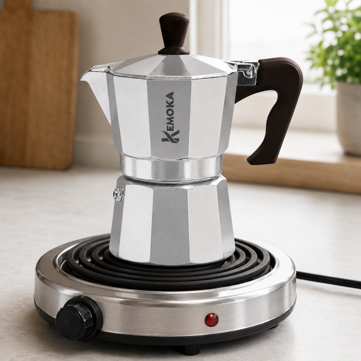 Caffettiera moka 6 tazze in alluminio alimentare - Kemoka GMD