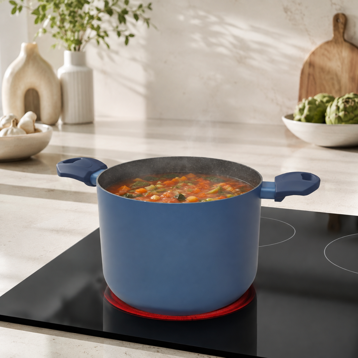 Pentola antiaderente 22 cm a 2 manici in alluminio forgiato effetto pietra - Gaia Deluxe GMD