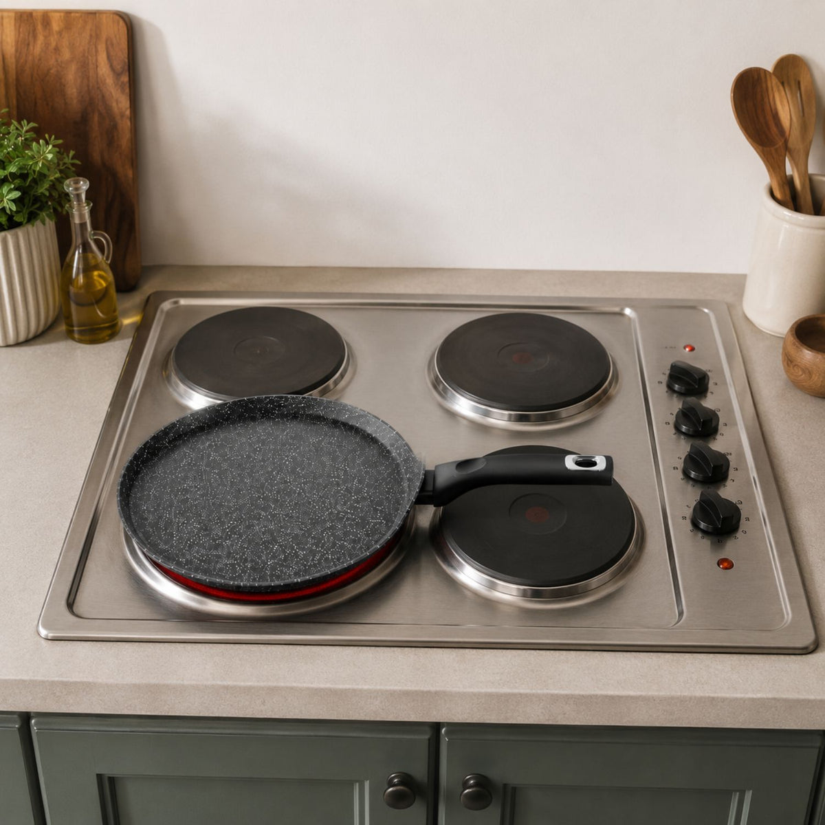 Crepiera antiaderente 32 cm extra large in alluminio forgiato effetto pietra - Pietra Lavica GMD
