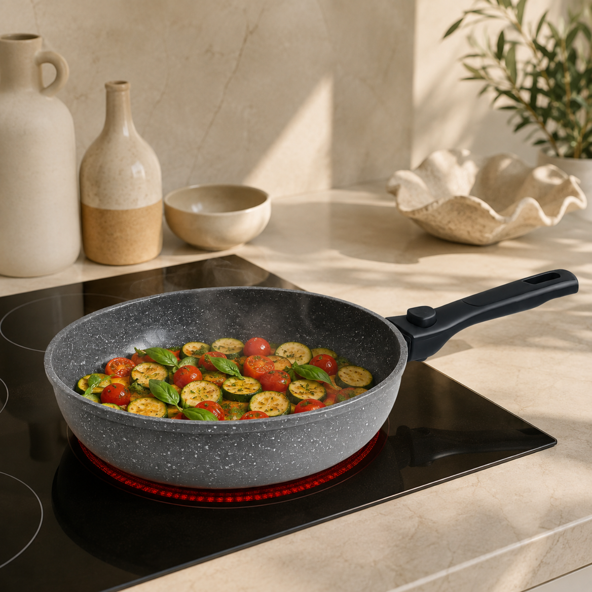 Padella ceramica antiaderente 24 cm con manico removibile - Pietra Viva GMD