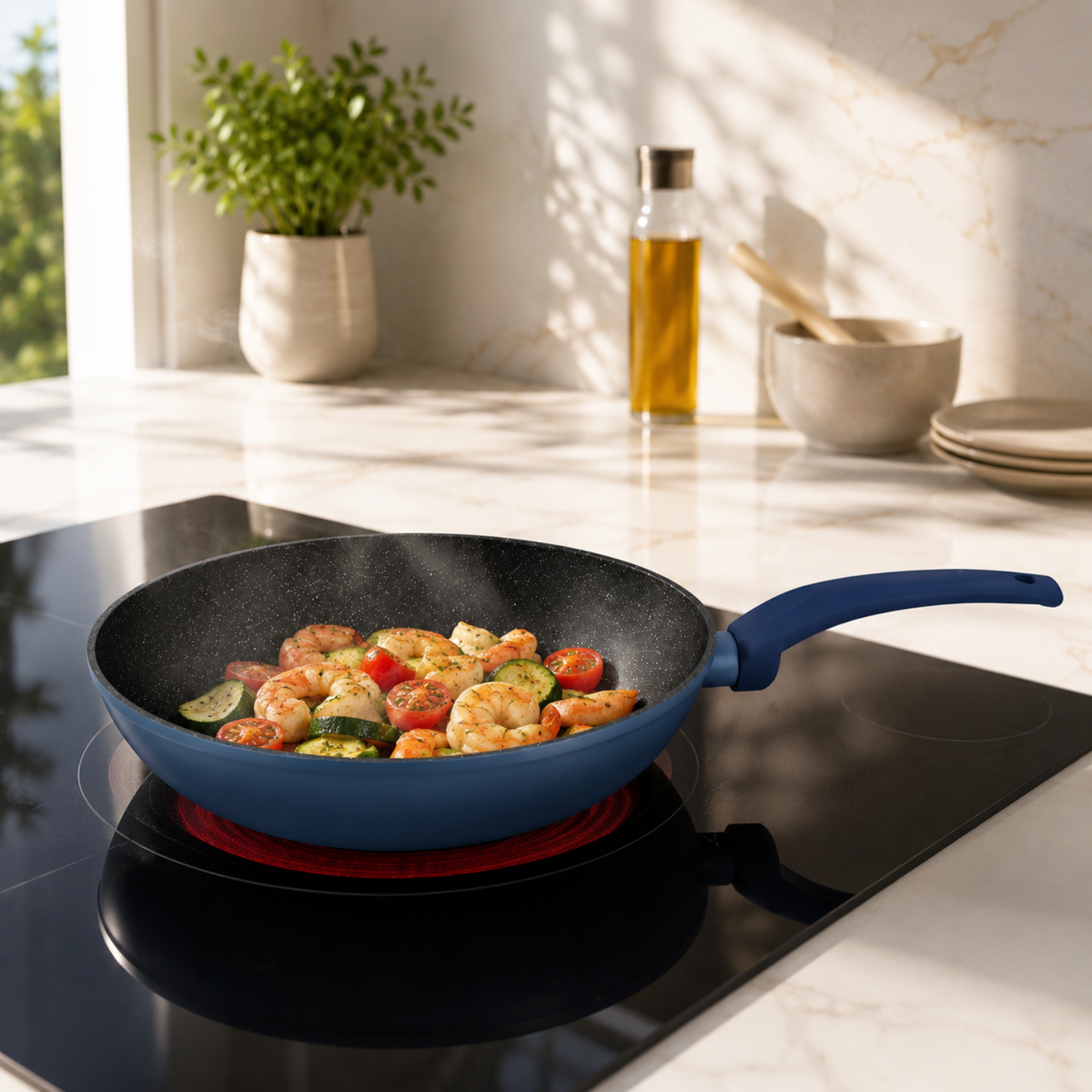 Padella antiaderente 26 cm in alluminio forgiato effetto pietra - Gaia Deluxe GMD