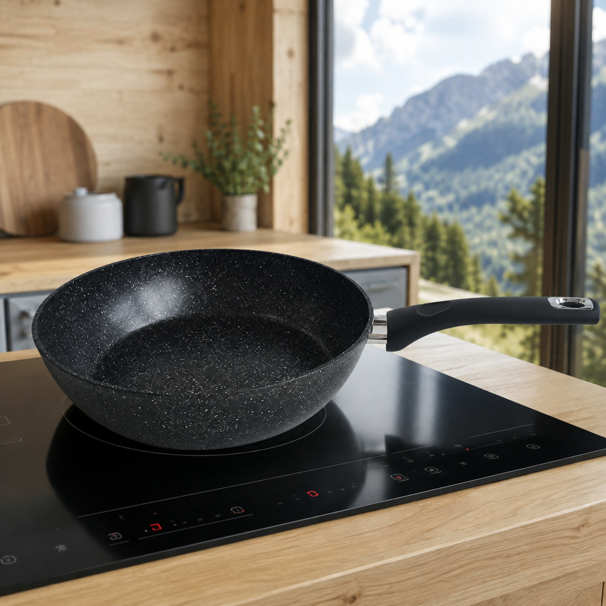 Padella alta antiaderente 24 cm in alluminio forgiato effetto pietra - Pietra Lavica GMD
