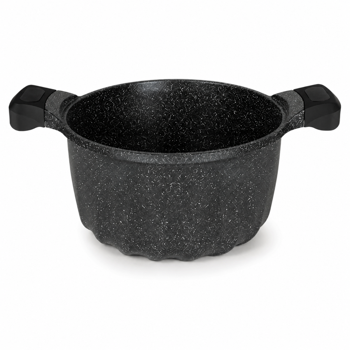 Pentola antiaderente 28 cm con coperchio in vetro e bordo silicone - Pietra Lavica GMD