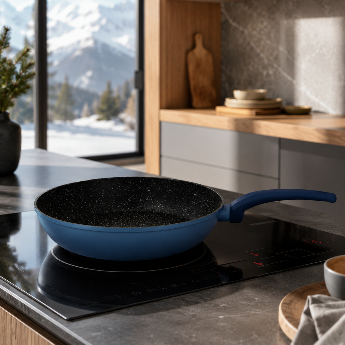 Padella antiaderente 30 cm in alluminio forgiato effetto pietra - Gaia Deluxe GMD