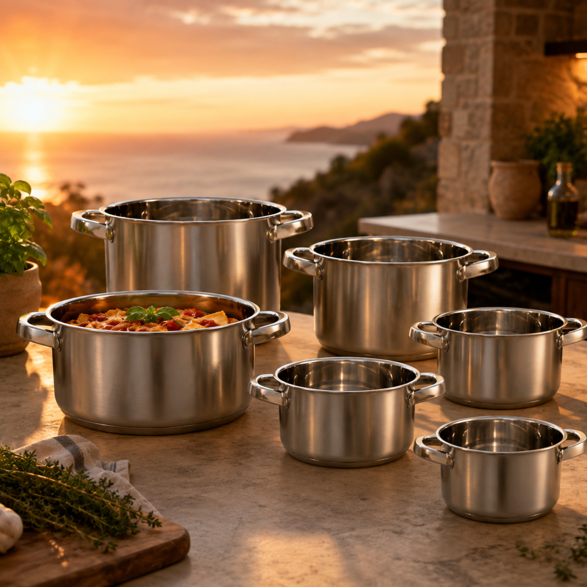 Set 5 casseruole in acciaio inox 18/10 da 12 a 20 cm - Divinox GMD