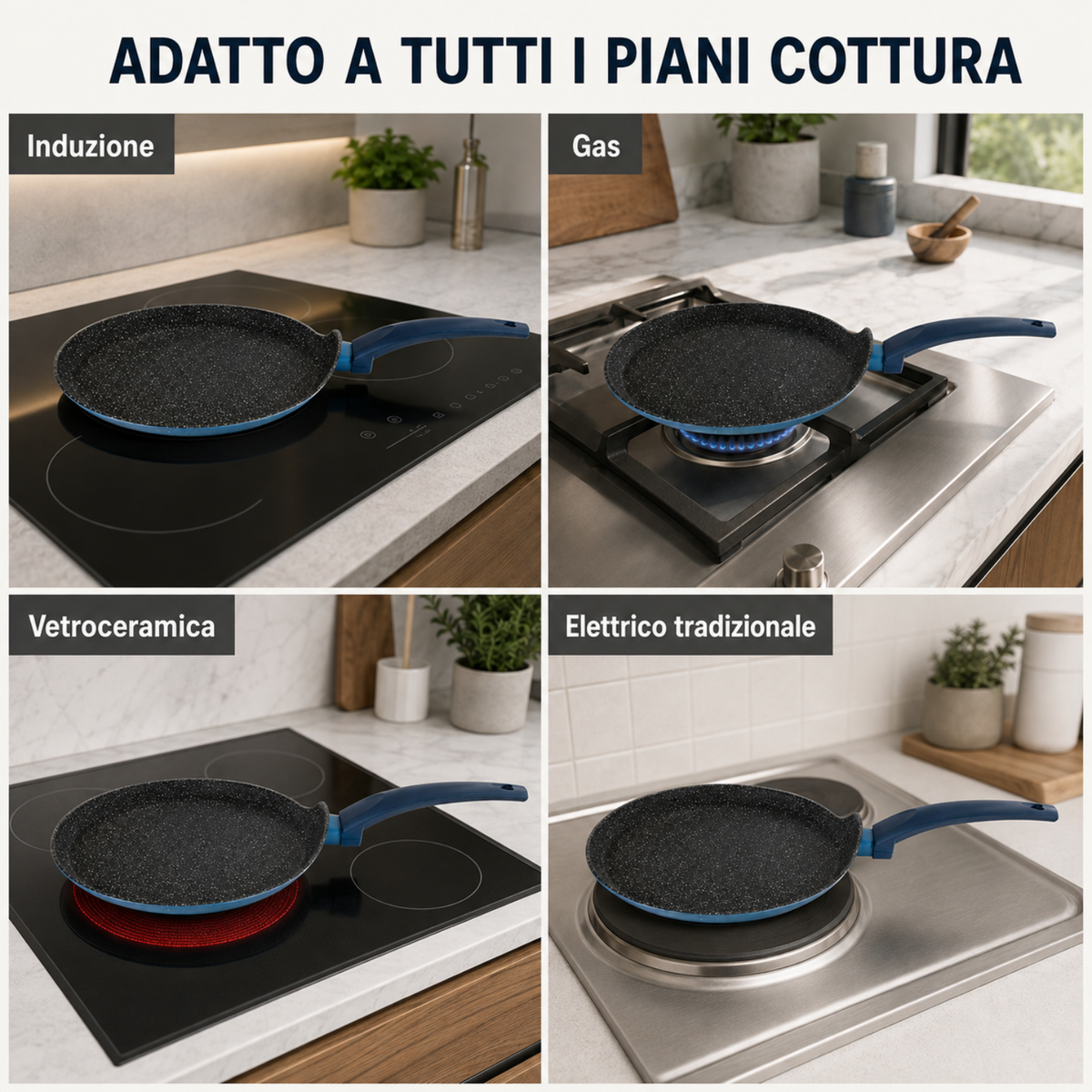 Crepiera antiaderente 26 cm in alluminio forgiato effetto pietra - Gaia Deluxe GMD