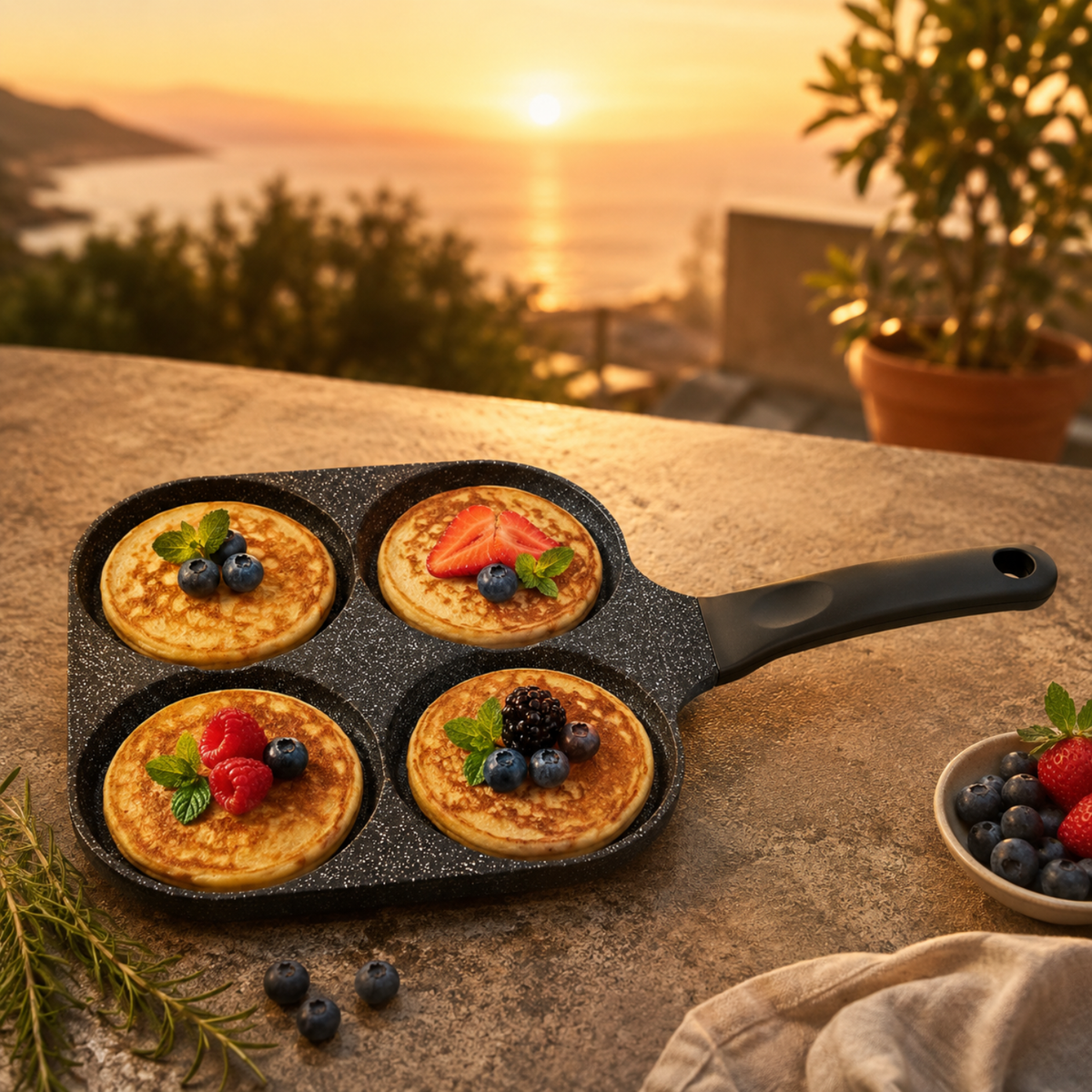 Padella pancake 18x18 cm per induzione - Pietra Lavica GMD