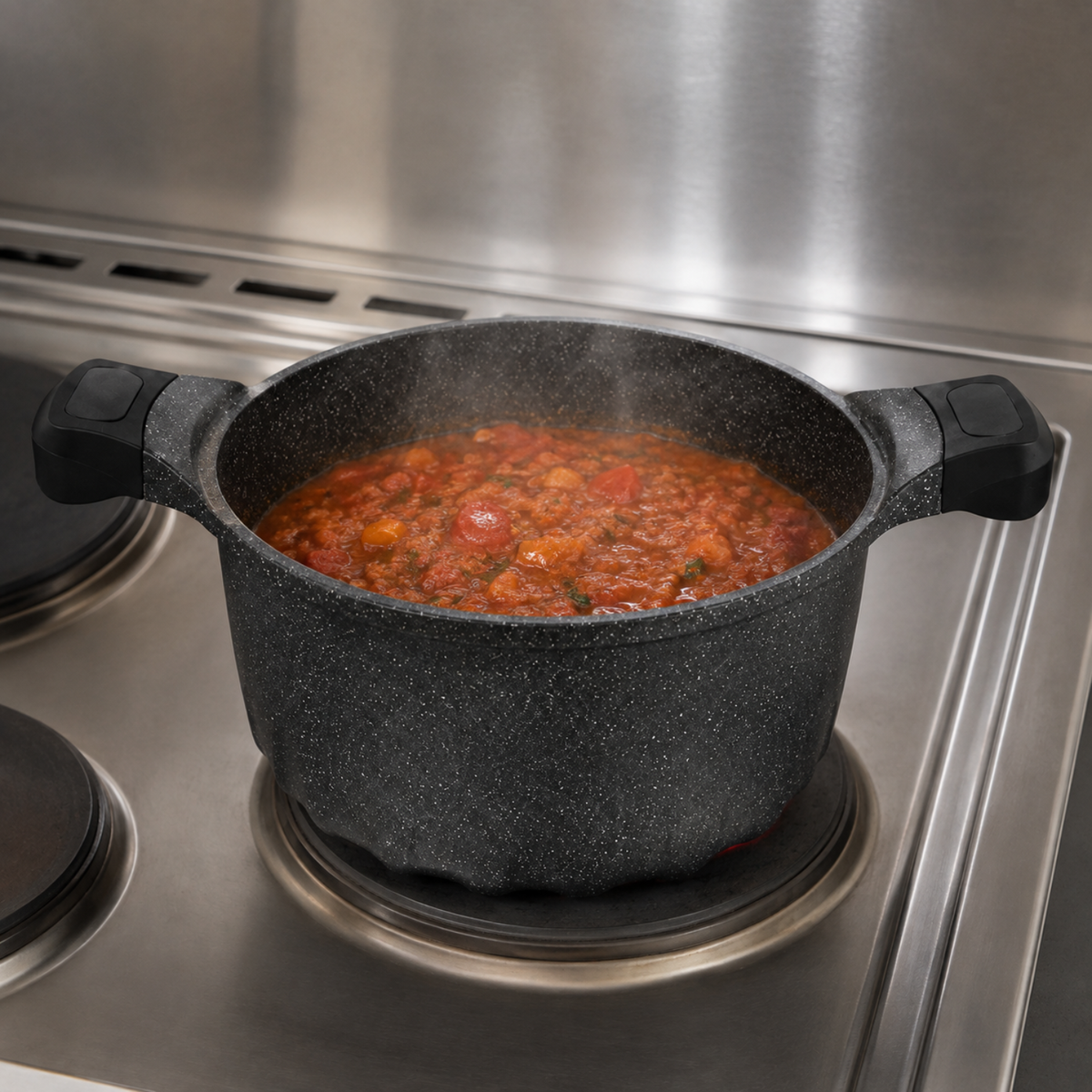 Pentola antiaderente 20 cm con coperchio in vetro - Pietra Lavica GMD