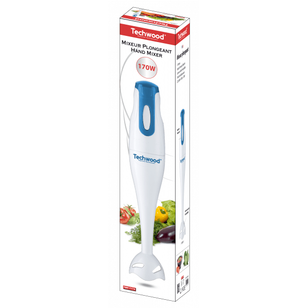 Techwood Frullatore a Immersione 170W 2 Velocità – Lame in Acciaio Inox, Compatto