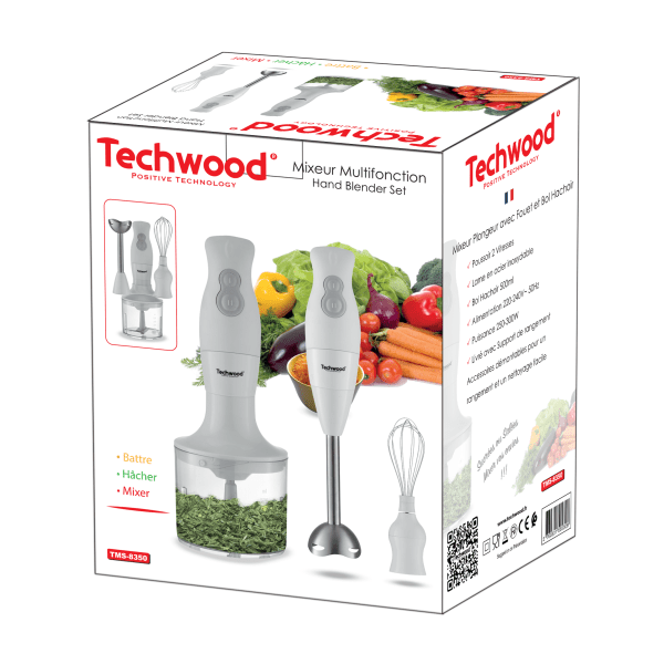 Techwood Mixer Multifunzione 300W – Ciotola 500 ml, 2 Velocità, Lama in Acciaio Inox