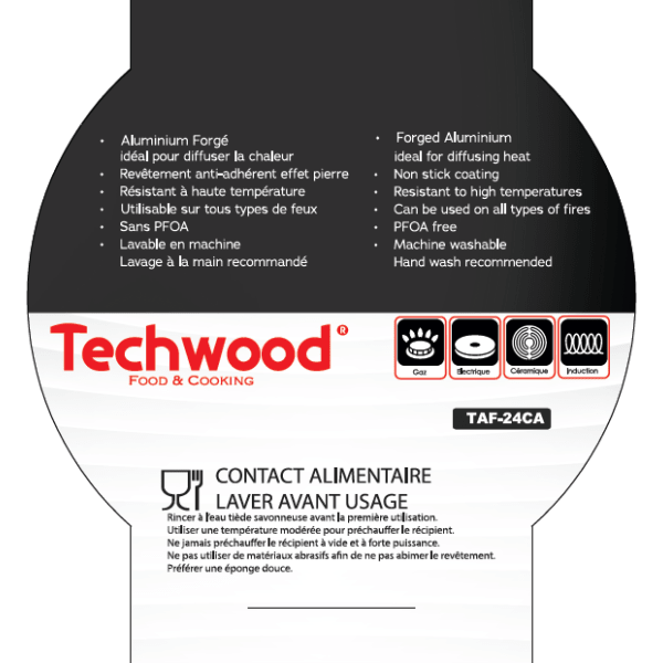 Techwood Casseruola 24 cm in Alluminio Forgiato Antiaderente – Per Induzione, TAF-24CA