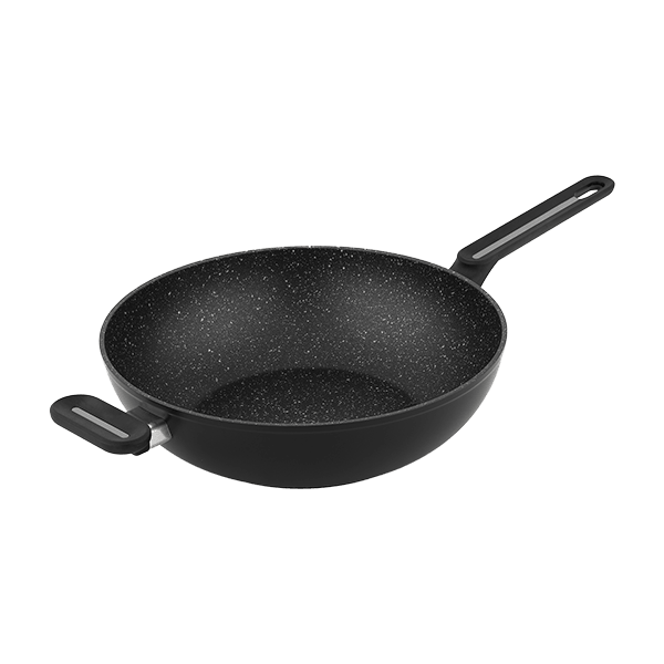 Techwood Wok 30 cm in Alluminio Forgiato Antiaderente Effetto Pietra – Per Induzione, TAF-30WO