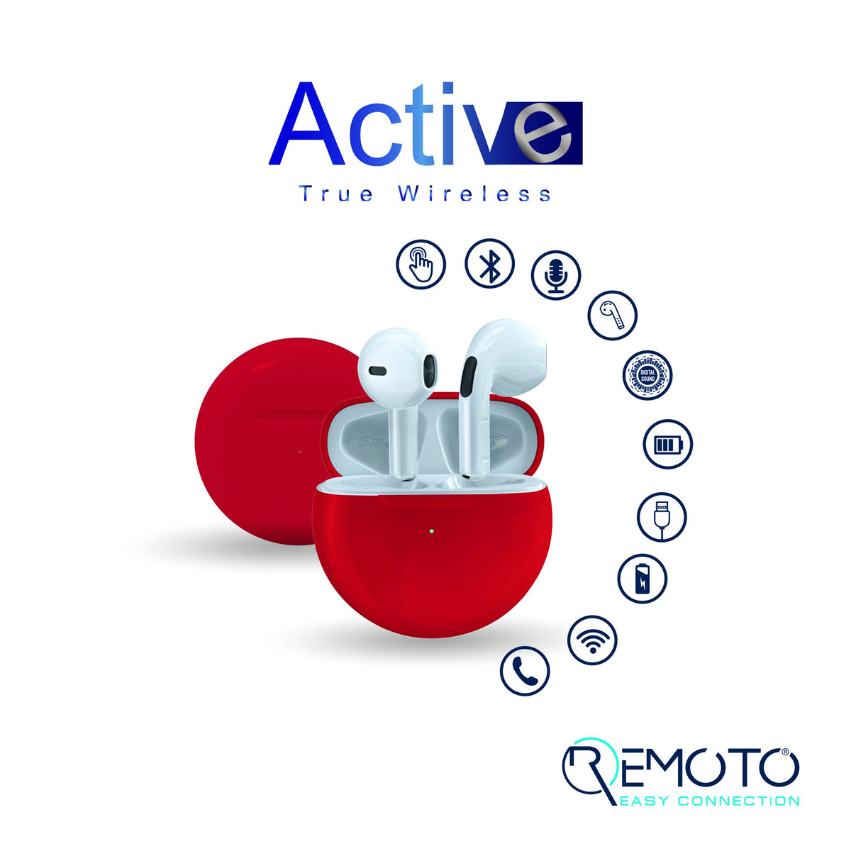 Auricolari wireless REMOTO Active colore rosso