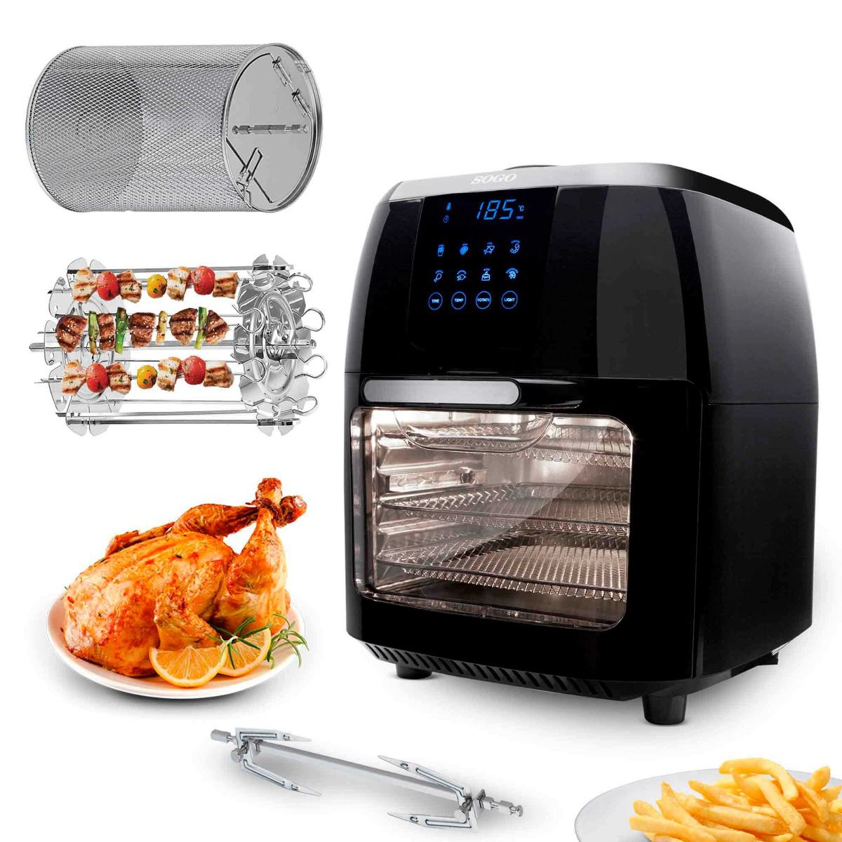 Friggitrice ad aria e forno SOGO 10 L con girarrosto - immagine 12