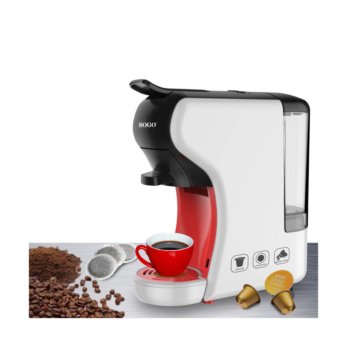 Macchina per Caffè Espresso SOGO 3 in 1 Multi-Capsule da 0,6L - SAMULAND