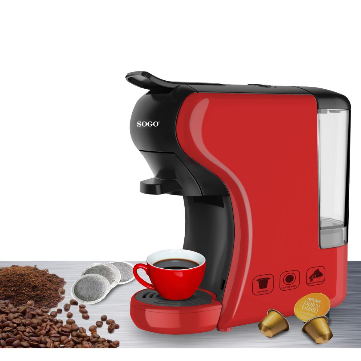 Macchina per Caffè Espresso SOGO 3 in 1 Multi-Capsule da 0,6L - SAMULAND