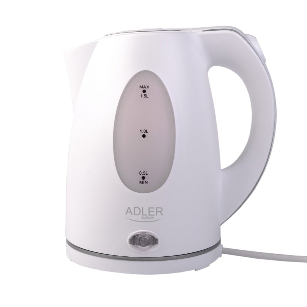Bollitore Elettrico 1,5 Litri 2200W con Base Girevole 360° e Spegnimento Automatico Adler