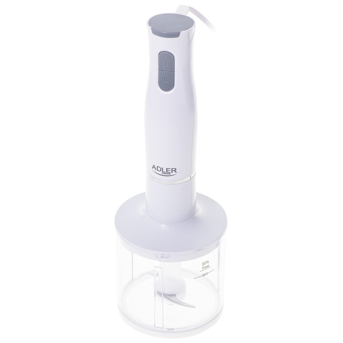 Frullatore a Immersione 800W con Tritatutto, Frusta, Bicchiere e Lame in Acciaio Inox Adler