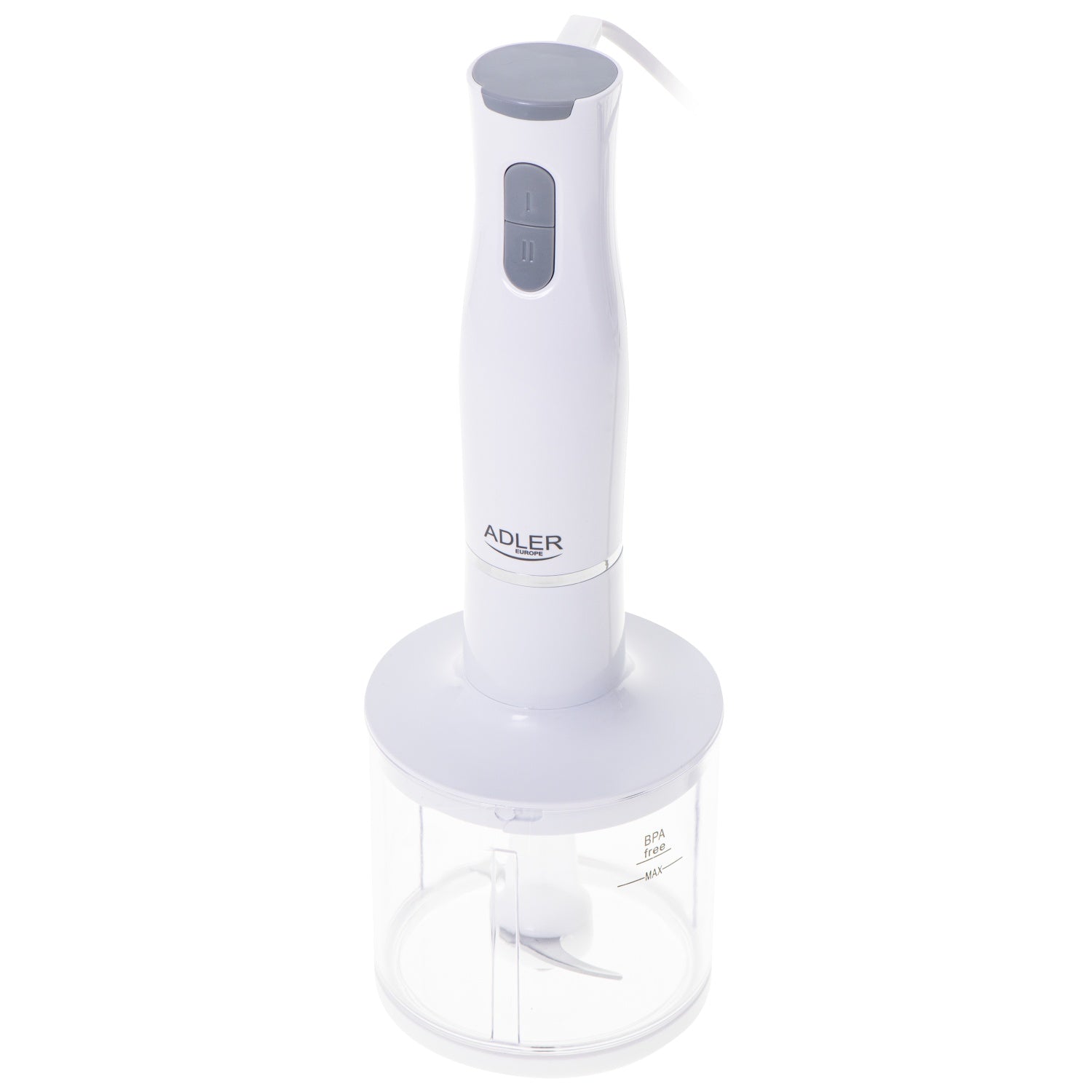 Frullatore a Immersione 800W con Tritatutto, Frusta, Bicchiere e Lame in Acciaio Inox Adler