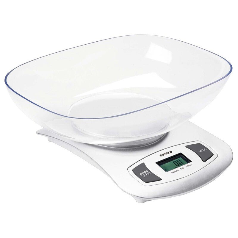 Bilancia da Cucina Digitale con Ciotola Removibile 5 Kg Precisione 1 g Tara Sencor Bianca