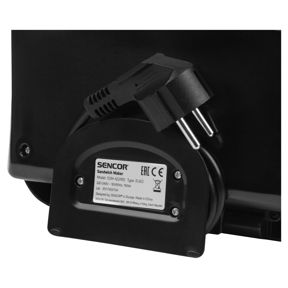 Tostiera per Sandwich 2 Toast 700 W Antiaderente in Acciaio Inox Sencor Rossa