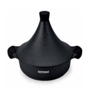 Techwood Tajine Nero 28 cm in Alluminio Antiaderente per Induzione – Fondo Inox, Design Elegante