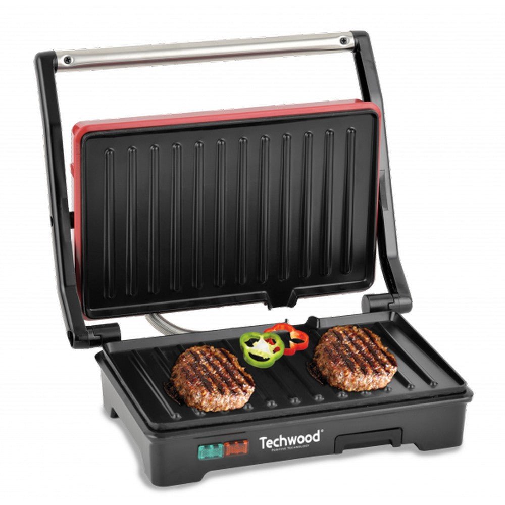 Techwood Tostiera Verticale per Panini 750W – Piastra Antiaderente, Controllo Automatico, Sandwich Maker