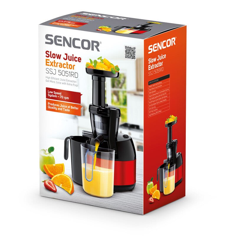 Estrattore di Succo a Freddo 70 giri/min con Separazione Polpa Sencor Rosso Nero