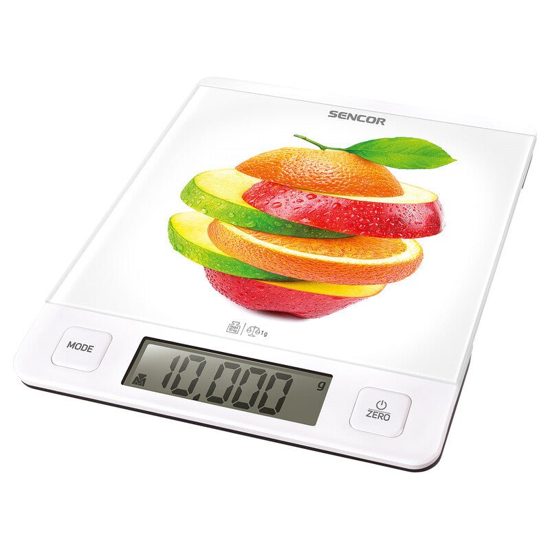 Bilancia da Cucina Digitale 10 Kg Precisione 1 g in Vetro con Display LCD e Tara Sencor Bianca