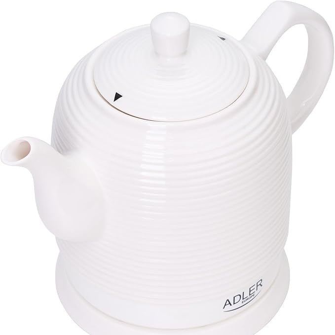 Bollitore Elettrico in Ceramica 1,2 Litri 1500W con Base Girevole e Spegnimento Automatico Adler