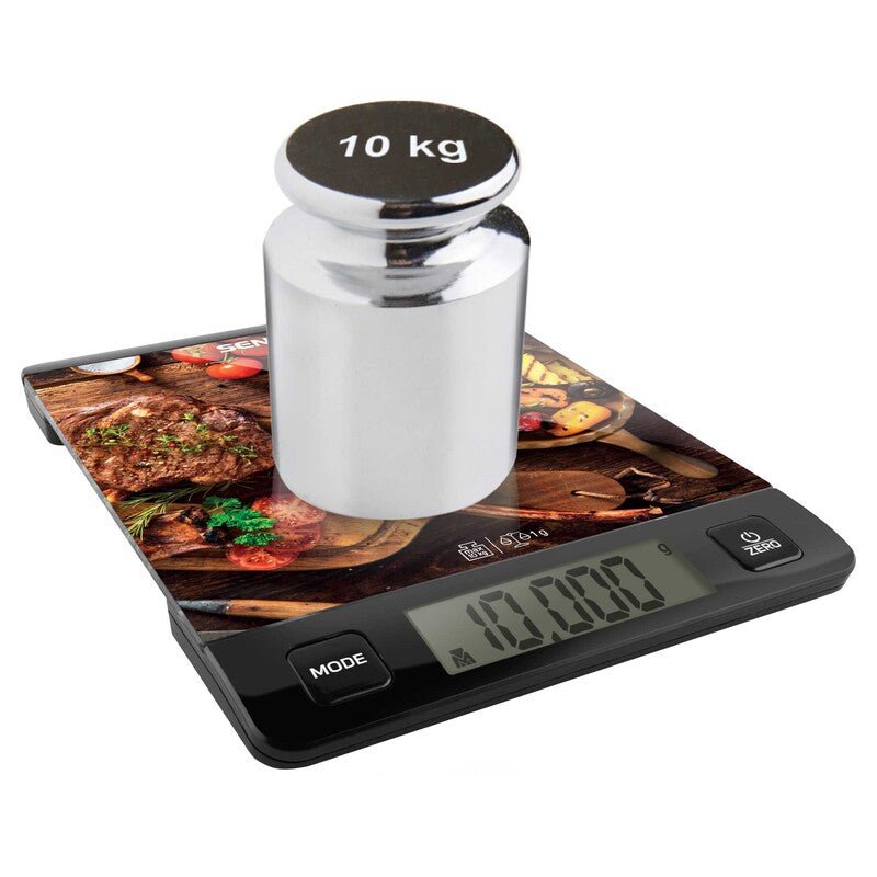 Bilancia da Cucina Digitale 10 Kg Precisione 1 g in Vetro Temperato con Display LCD Sencor Nera