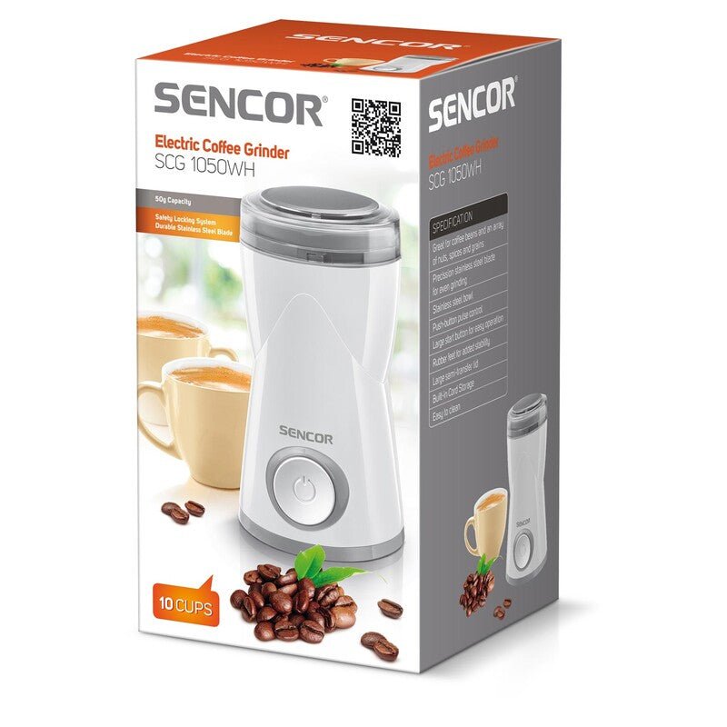 Macinacaffè elettrico 150W capacità 50 g con lame in acciaio inox e pulsante di sicurezza Sencor
