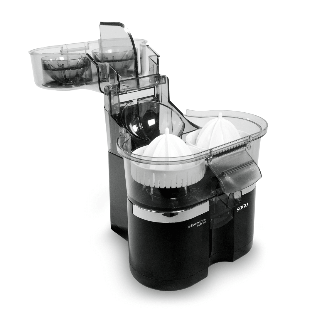 Spremiagrumi Doppio SOGO con Taglia Arance Integrato 120 RPM Coni Filtro Senza Polpa
