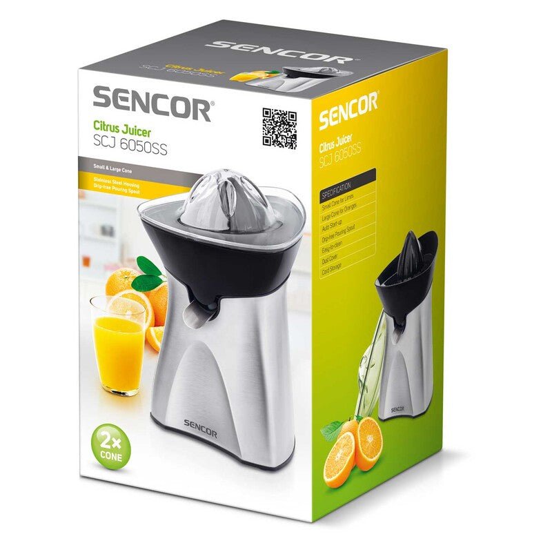 Spremiagrumi Elettrico 60 W in Acciaio Inox con 2 Coni Sencor