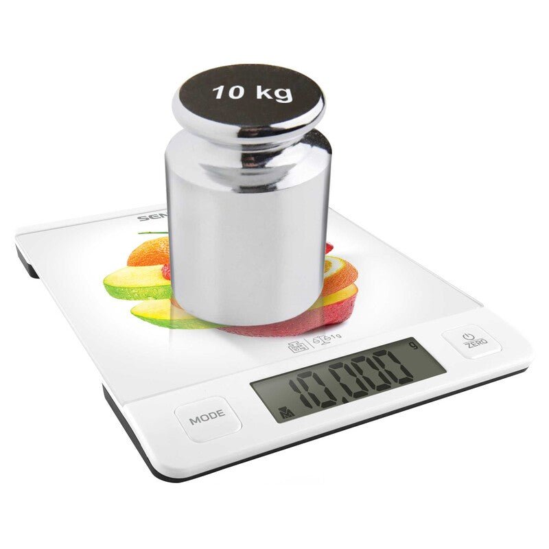 Bilancia da Cucina Digitale 10 Kg Precisione 1 g in Vetro con Display LCD e Tara Sencor Bianca