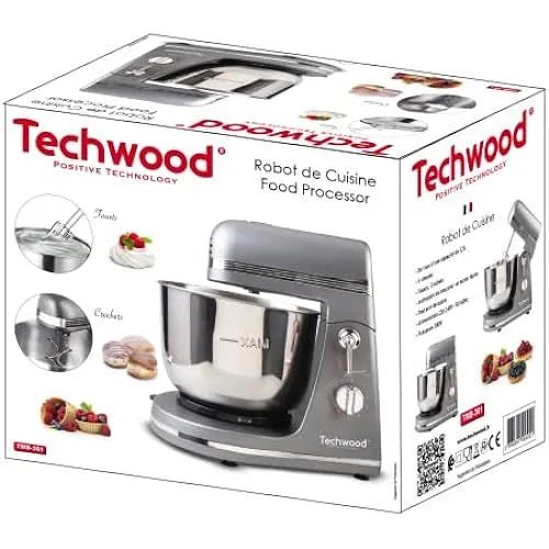 Techwood Impastatrice Planetaria 300W – Ciotola Inox 3,5L, 6 Velocità, Ganci Impastatori