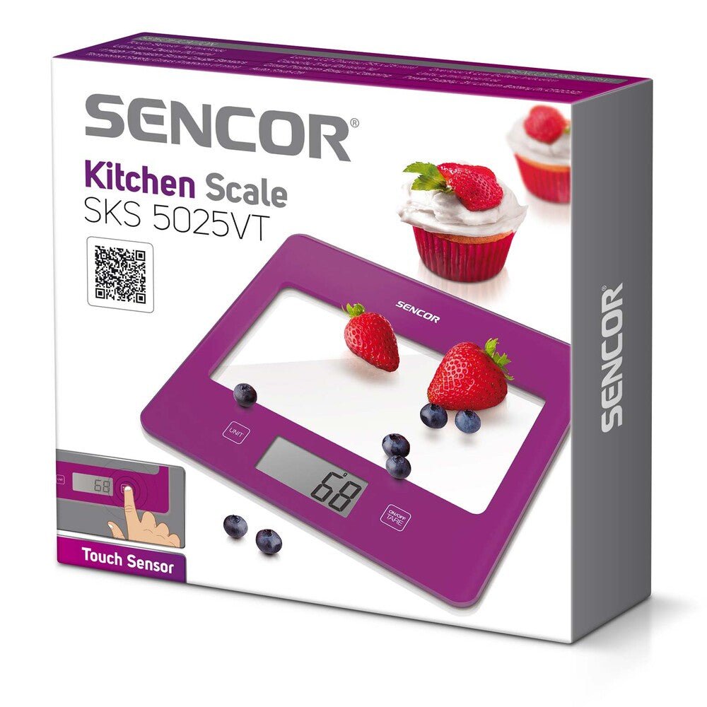 Bilancia da Cucina Digitale Touch in Vetro 5 Kg Precisione 1 g con Tara Sencor Viola