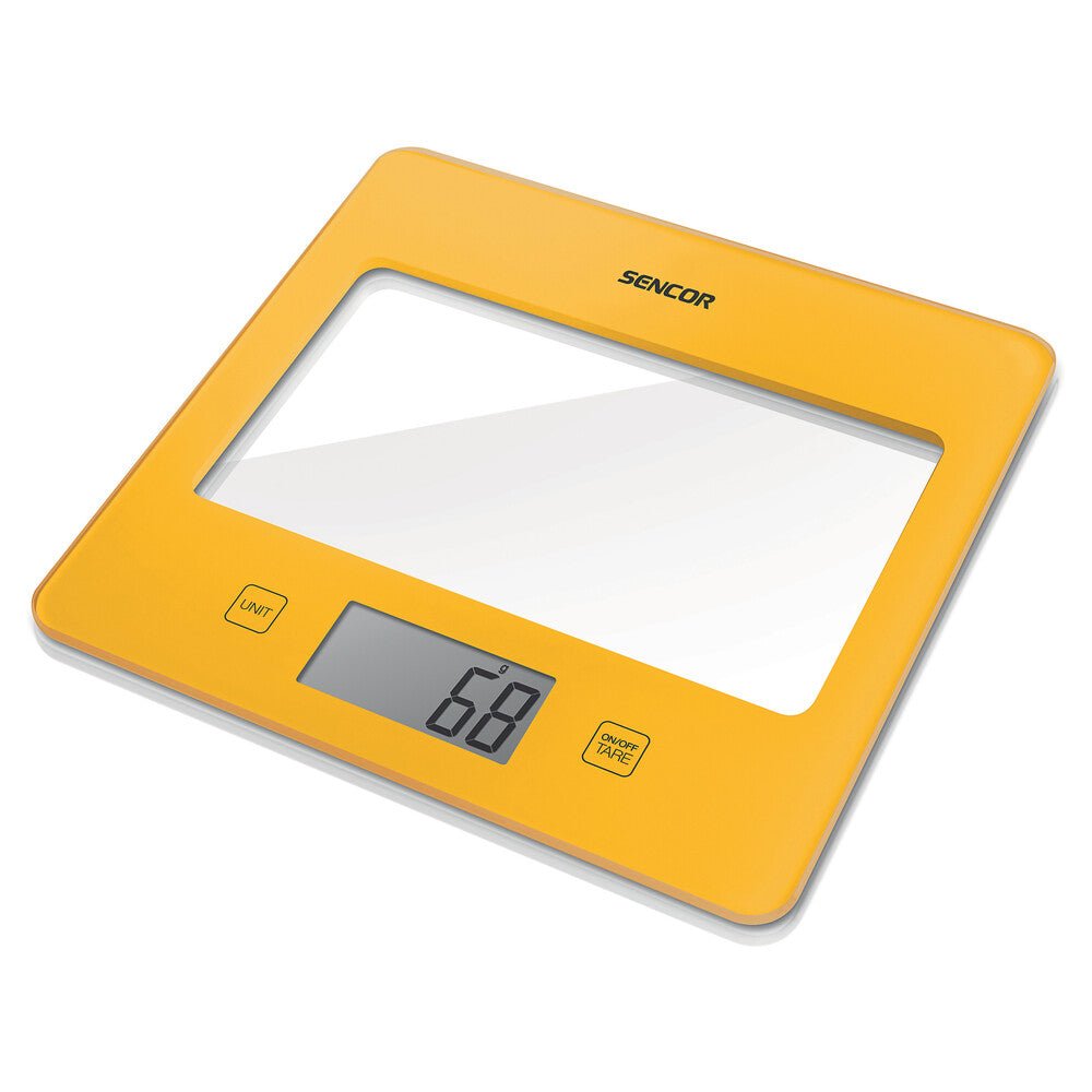 Bilancia da Cucina Digitale in Vetro 5 Kg Precisione 1 g Touch con Tara Sencor Gialla