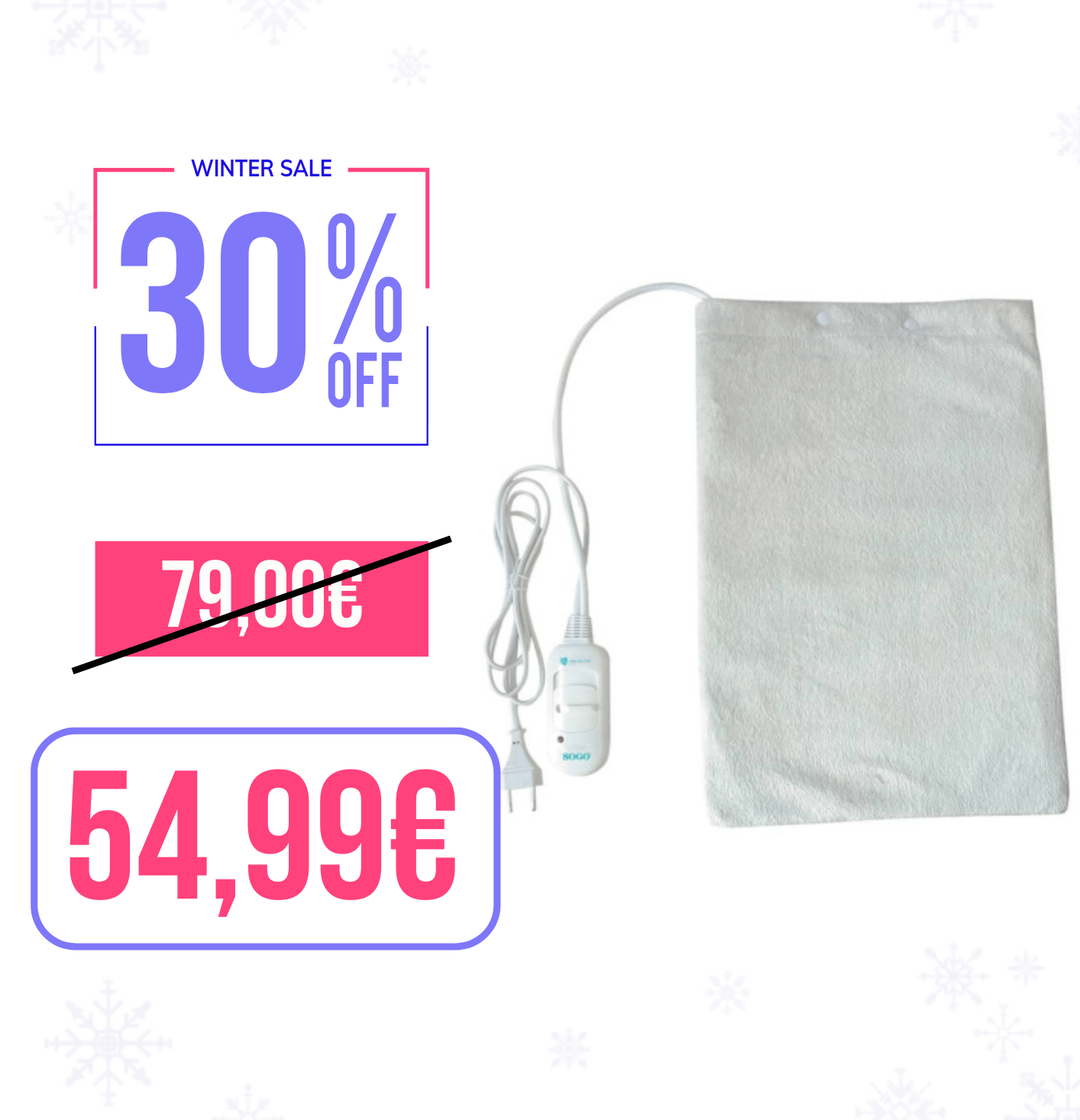 Coperta elettrica riscaldante per dolori 30x40 Sogo