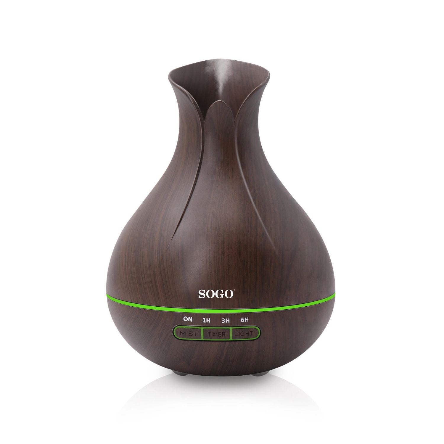 Diffusore di Aromi a Ultrasuoni e Umidificatore 400 ml con Timer 7 Luci LED Effetto Legno SOGO