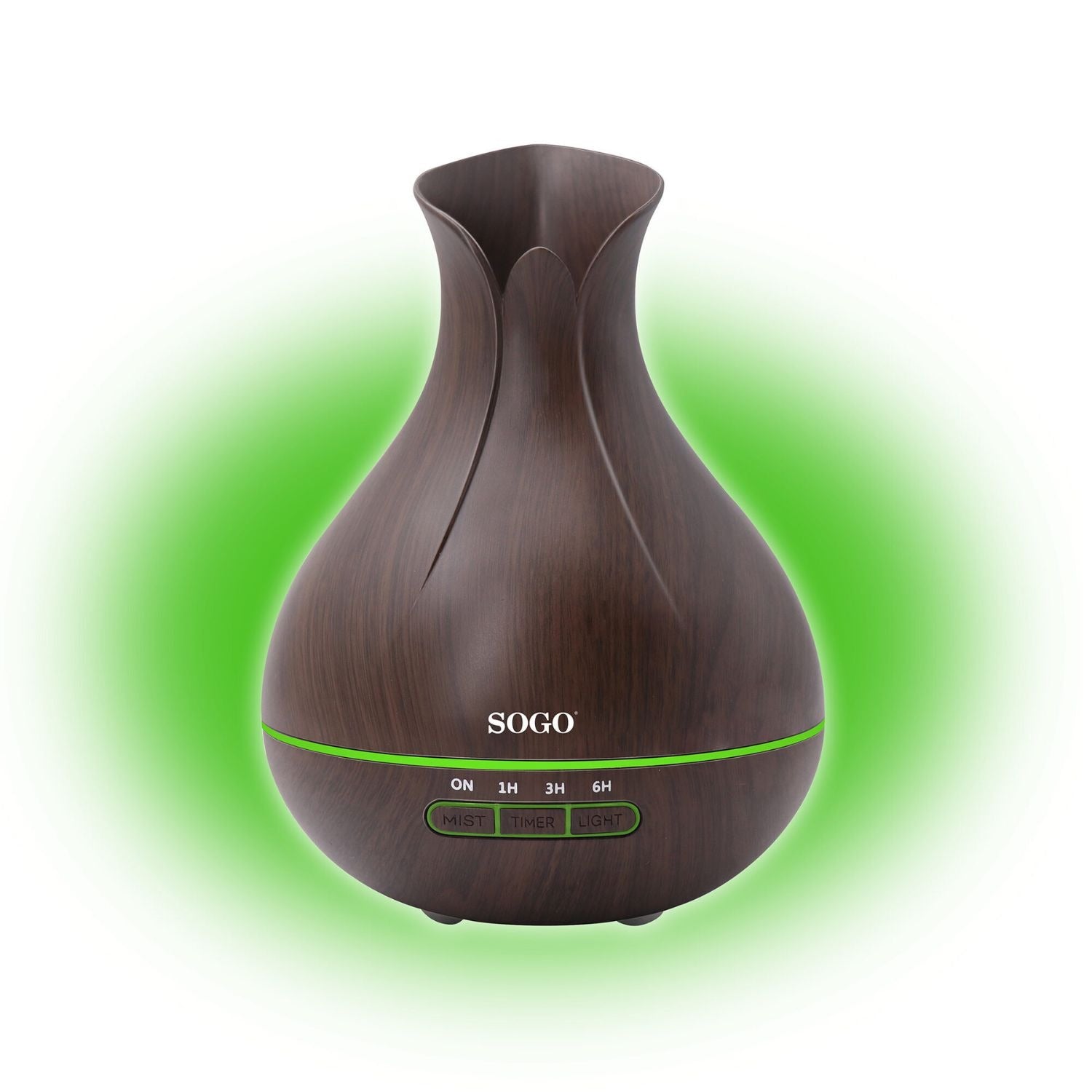 Diffusore di Aromi a Ultrasuoni e Umidificatore 400 ml con Timer 7 Luci LED Effetto Legno SOGO
