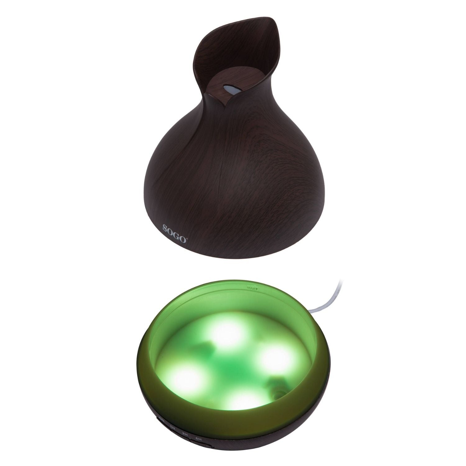 Diffusore di Aromi a Ultrasuoni e Umidificatore 400 ml con Timer 7 Luci LED Effetto Legno SOGO