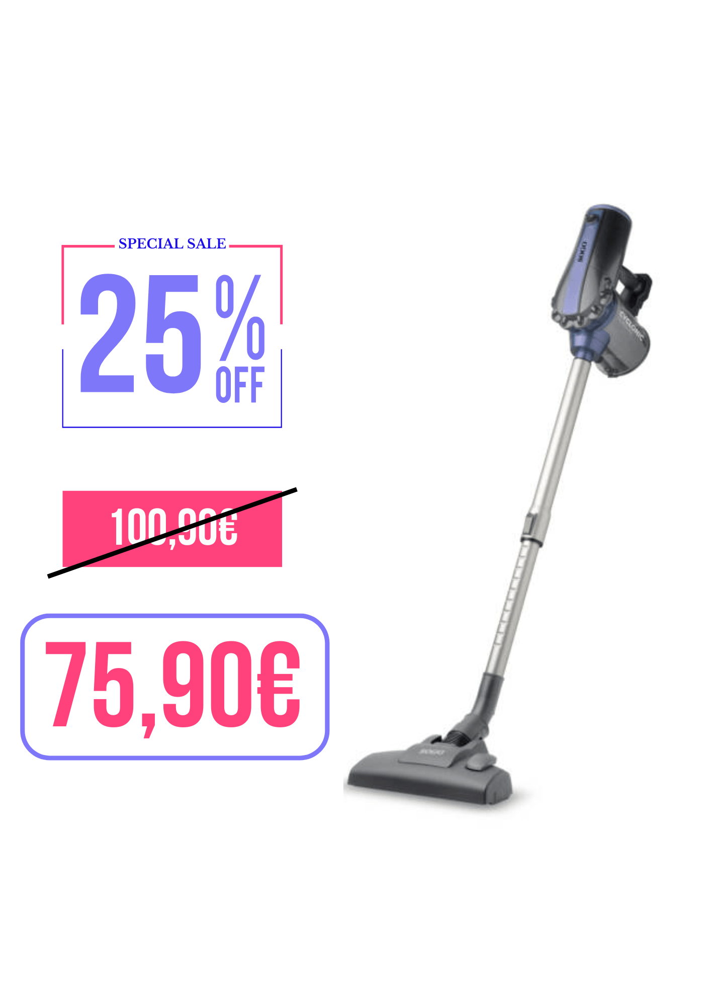 ASPIRAPOLVERE VERTICALE PORTATILE BLU GRIGIO -600W