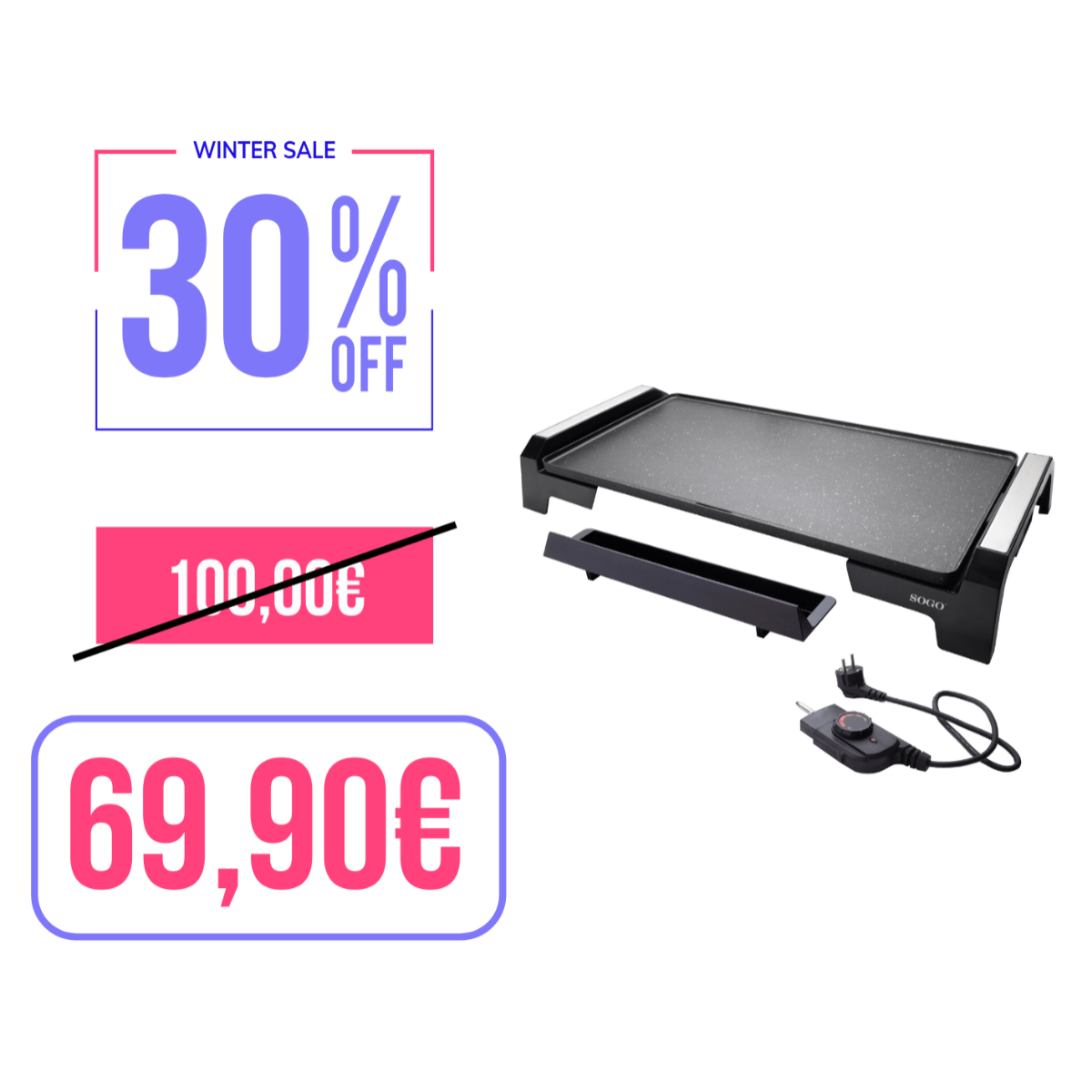 Griglia elettrica da tavola Sogo 25.5*50.5 2200W