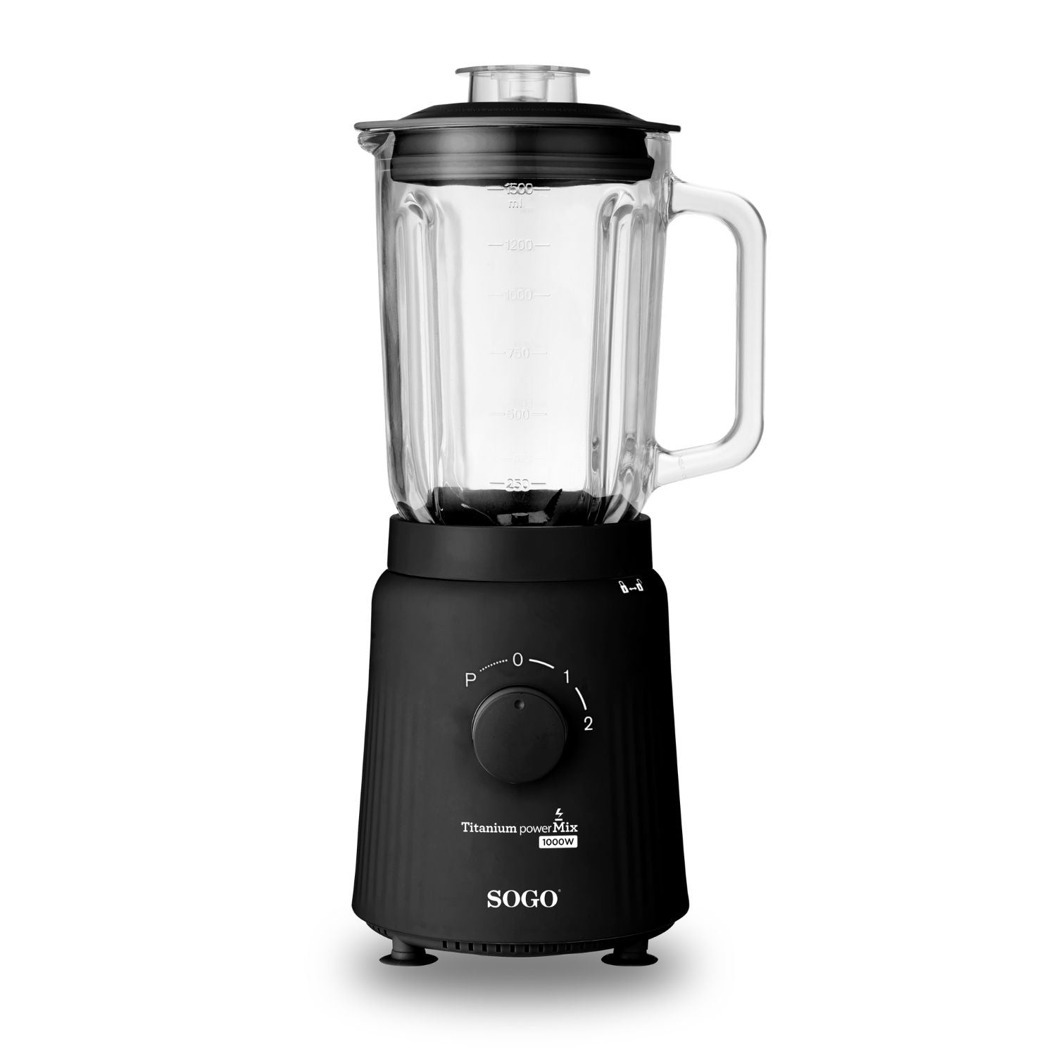 Frullatore a bicchiere 1,5 L 1000W con brocca in vetro lame rivestite in titanio e funzione tritaghiaccio Sogo