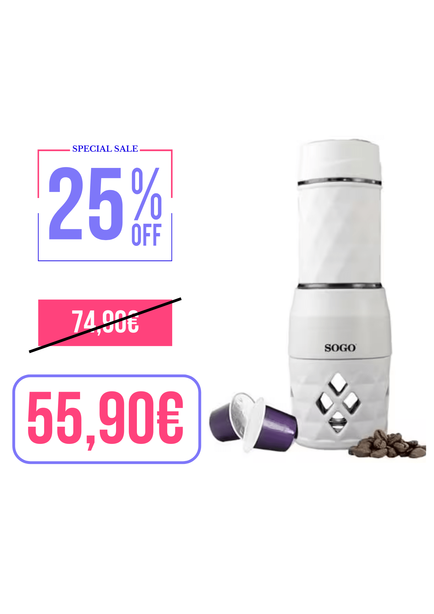 SOGO MACCHINA PER CAFFÈ MANUALE 1 TAZZA BIANCA