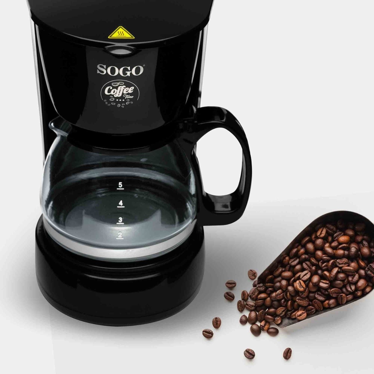 Caffettiera a goccia 0,6 L 650W con caraffa in vetro filtro permanente e funzione antigoccia Sogo