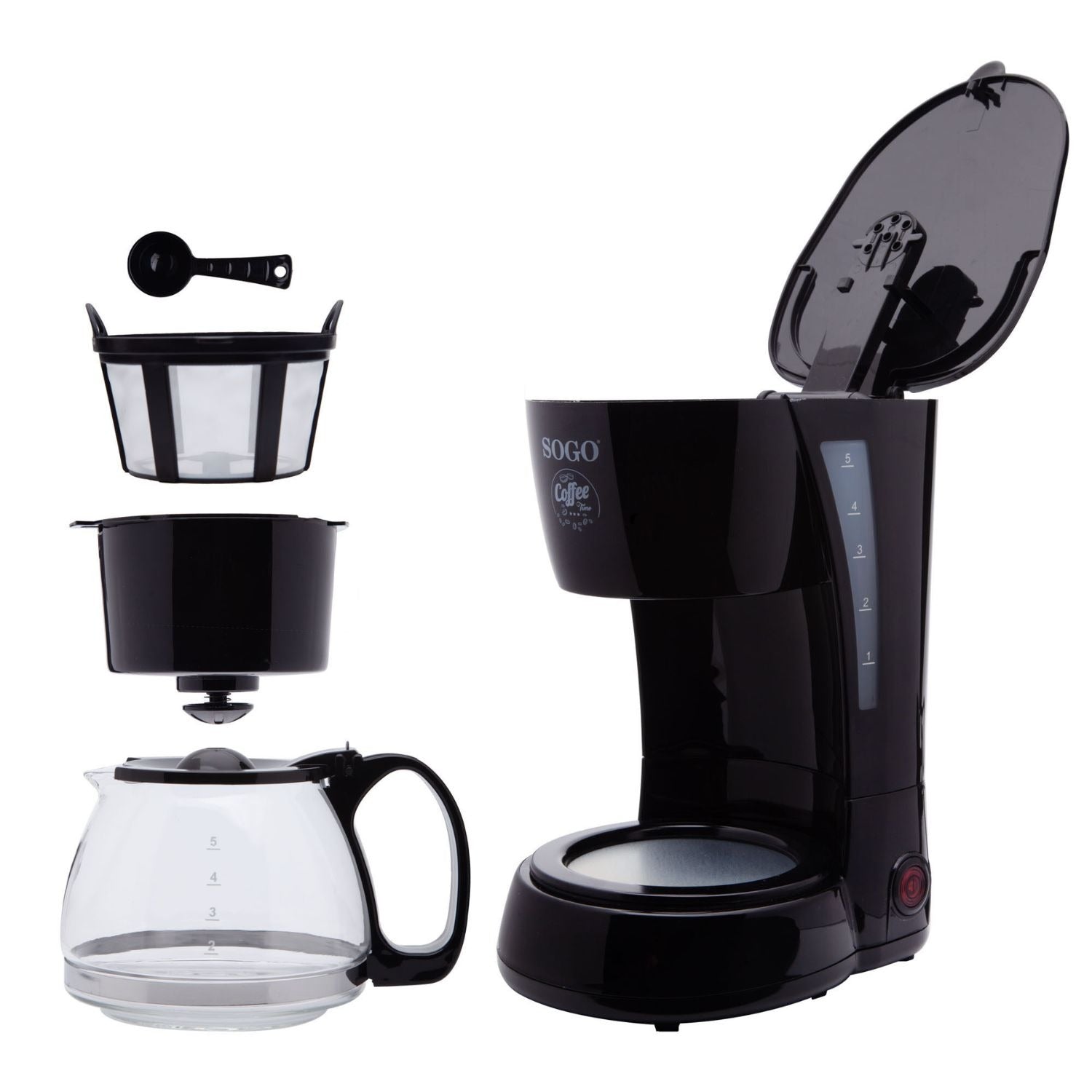 Caffettiera a goccia 0,6 L 650W con caraffa in vetro filtro permanente e funzione antigoccia Sogo