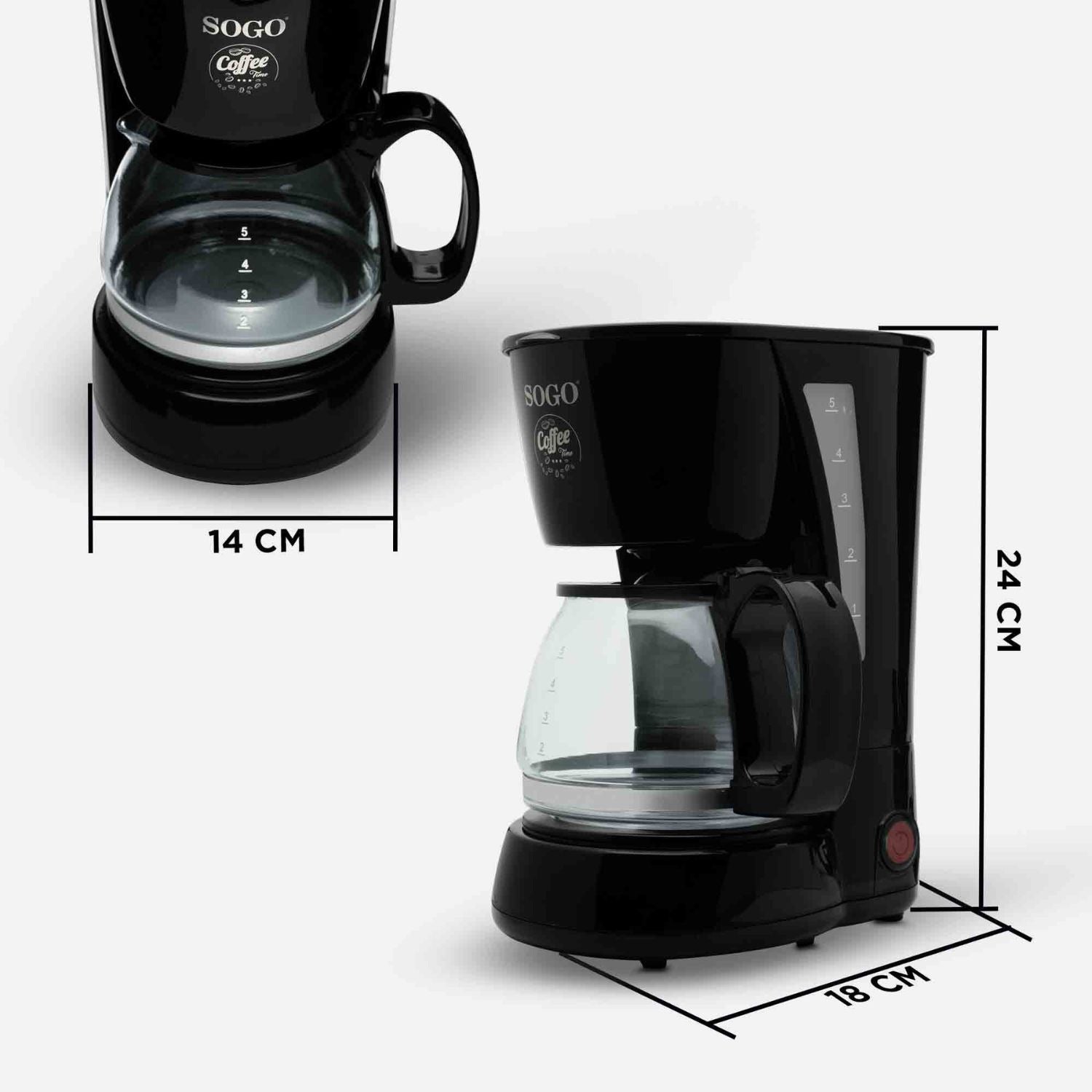 Caffettiera a goccia 0,6 L 650W con caraffa in vetro filtro permanente e funzione antigoccia Sogo